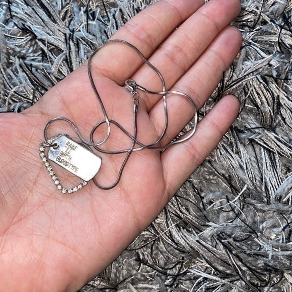Bling dog tag necklace.